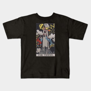 Tarot Deck - Major Arcana - XVI - The Tower Kids T-Shirt